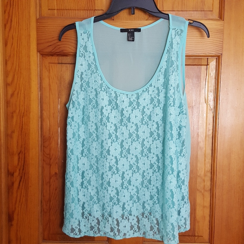 Light blue lace tank top